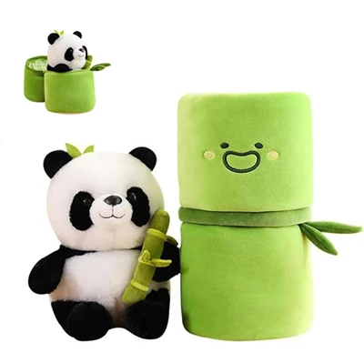 Stuffed Panda Xyoob Plush Cov Khoom Ua Si Zoo Nkauj Tsiaj Doll
